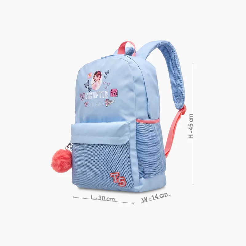 Us Polo Assn  شنطة ظهر بأحزمة قابلة للتعديل وسحاب إغلاق وطبعات من سيليبرتي أيكونز - 30x14x45 سم
